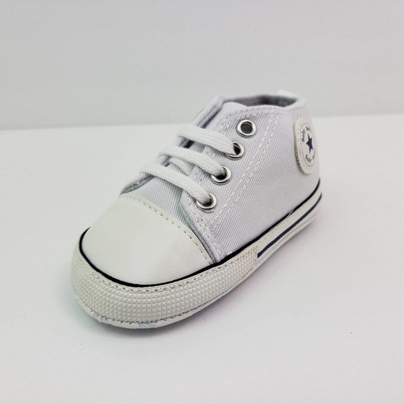 Unbranded Infant Baby Size 0-6 Months White Canvas Denim Sneaker Shoes - Picture 2 of 11